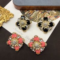 Wholesale Jewelry Retro Flower Alloy Zircon Plating Inlay Ear Studs main image 6