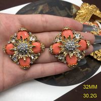 Wholesale Jewelry Retro Flower Alloy Zircon Plating Inlay Ear Studs sku image 3