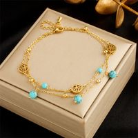 Retro Beach Round Titanium Steel Plating 18k Gold Plated Women's Anklet main image 6