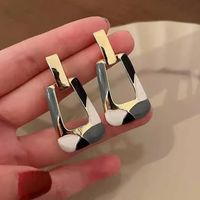 1 Pair Lady Paper Clip Water Droplets Skull Plating Inlay Alloy Rhinestones 24k Gold Plated Earrings Ear Studs main image 5