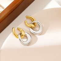 1 Pair Simple Style Color Block Plating Stainless Steel Gold Plated Drop Earrings main image 1