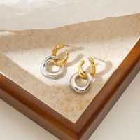 1 Pair Simple Style Color Block Plating Stainless Steel Gold Plated Drop Earrings main image 6