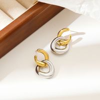 1 Pair Simple Style Color Block Plating Stainless Steel Gold Plated Drop Earrings main image 3