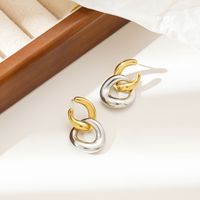 1 Pair Simple Style Color Block Plating Stainless Steel Gold Plated Drop Earrings main image 2