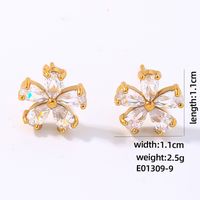 1 Pair Simple Style Shiny Flower Plating Inlay Copper Zircon Gold Plated Ear Studs sku image 1