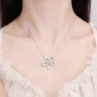 Elegant Flower Stainless Steel Inlay Zircon Necklace main image 3