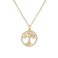 Simple Style Tree Heart Shape Copper Plating Inlay Zircon Gold Plated Pendant Necklace sku image 2