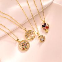Simple Style Tree Heart Shape Copper Plating Inlay Zircon Gold Plated Pendant Necklace main image 1