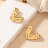 1 Pair Elegant Cute Romantic Heart Shape Irregular Plating Alloy Ferroalloy 14k Gold Plated Ear Studs main image 5