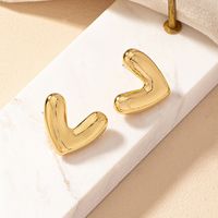 1 Pair Elegant Cute Romantic Heart Shape Irregular Plating Alloy Ferroalloy 14k Gold Plated Ear Studs main image 4