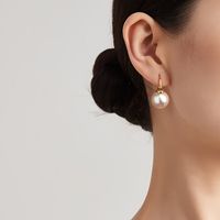 1 Pair Elegant Round Plating Inlay Copper Pearl Drop Earrings main image 2
