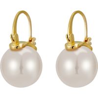 1 Pair Elegant Round Plating Inlay Copper Pearl Drop Earrings main image 3