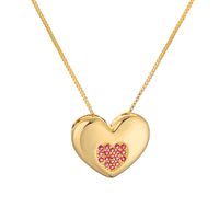 Simple Style Heart Shape Copper Plating Inlay Zircon Gold Plated Pendant Necklace sku image 2