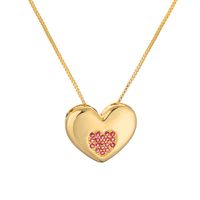 Simple Style Heart Shape Copper Plating Inlay Zircon Gold Plated Pendant Necklace main image 6