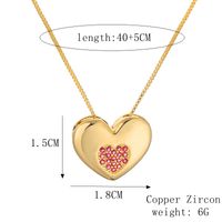Simple Style Heart Shape Copper Plating Inlay Zircon Gold Plated Pendant Necklace main image 6