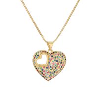 Simple Style Heart Shape Copper Plating Inlay Zircon Gold Plated Pendant Necklace sku image 6
