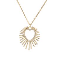 Simple Style Heart Shape Copper Plating Inlay Zircon Gold Plated Pendant Necklace sku image 2
