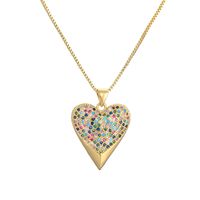 Simple Style Heart Shape Copper Plating Inlay Zircon Gold Plated Pendant Necklace sku image 5