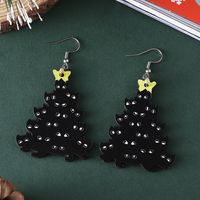1 Pair Cartoon Style Christmas Tree Wood Drop Earrings main image 4
