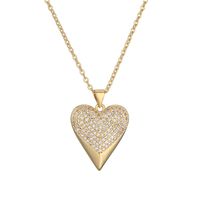 Simple Style Heart Shape Copper Plating Inlay Zircon Gold Plated Pendant Necklace sku image 3