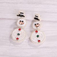 1 Pair Handmade House Snowman Handmade Beaded Glass Drop Earrings main image 9