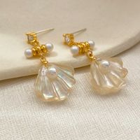 1 Pair Elegant Sweet Shell Plating Copper Drop Earrings main image 4