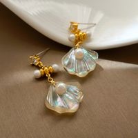 1 Pair Elegant Sweet Shell Plating Copper Drop Earrings sku image 1