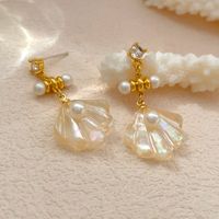 1 Pair Elegant Sweet Shell Plating Copper Drop Earrings main image 7