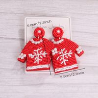 1 Pair Handmade House Snowman Handmade Beaded Glass Drop Earrings sku image 5