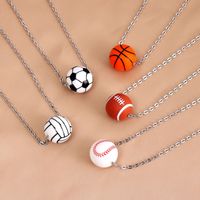 Simple Style Basketball Stainless Steel Silica Gel Pendant Necklace main image 1