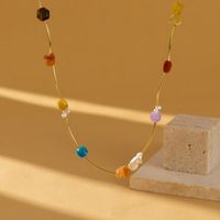 Classic Style Roman Style Color Block Imitation Pearl Natural Stone Copper Plating Necklace main image 4