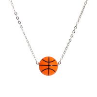 Simple Style Basketball Stainless Steel Silica Gel Pendant Necklace sku image 7