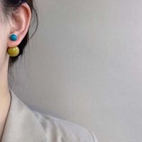 Wholesale Jewelry Cute Lady Color Block Resin Plating Ear Studs sku image 3