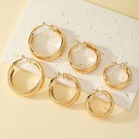 1 Set Simple Style Classic Style Commute Round Plating Alloy 14k Gold Plated Hoop Earrings main image 1