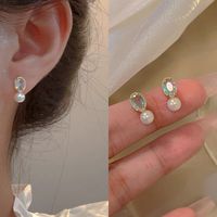 Fashion Heart Shape Flower Copper Beaded Plating Inlay Pearl Zircon Earrings Ear Studs 1 Pair sku image 5
