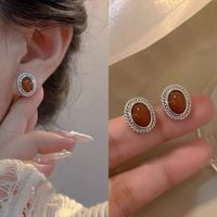 Fashion Heart Shape Flower Copper Beaded Plating Inlay Pearl Zircon Earrings Ear Studs 1 Pair sku image 11