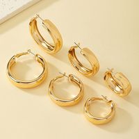 1 Set Simple Style Classic Style Commute Round Plating Alloy 14k Gold Plated Hoop Earrings main image 3