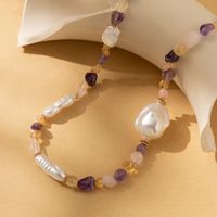 Casual Roman Style Geometric Imitation Pearl Natural Stone Beaded Plating Necklace main image 3