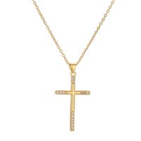 Simple Style Cross Copper Plating Inlay Zircon Gold Plated Pendant Necklace sku image 2