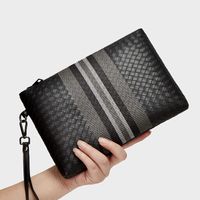 Men's Stripe Pu Leather Zipper Clutch Bag main image 1