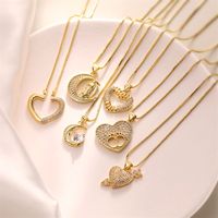 Simple Style Heart Shape Copper Plating Inlay Zircon Gold Plated Pendant Necklace main image 1