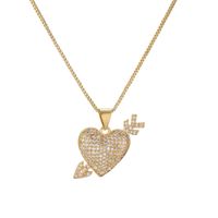 Simple Style Heart Shape Copper Plating Inlay Zircon Gold Plated Pendant Necklace sku image 6