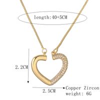 Simple Style Heart Shape Copper Plating Inlay Zircon Gold Plated Pendant Necklace sku image 4