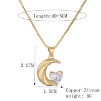 Simple Style Heart Shape Copper Plating Inlay Zircon Gold Plated Pendant Necklace sku image 1