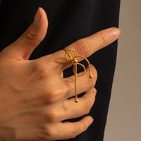Einfacher Stil Bogenknoten Rostfreier Stahl Überzug 18 Karat Vergoldet Ringe main image 3