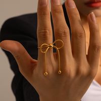 Simple Style Bow Knot Stainless Steel Plating 18k Gold Plated Rings main image 1