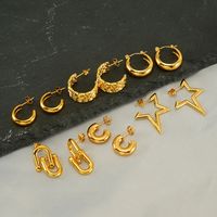 1 Pair Elegant Solid Color Plating Stainless Steel Titanium Steel 18K Gold Plated Earrings main image 2