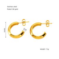 1 Pair Elegant Solid Color Plating Stainless Steel Titanium Steel 18K Gold Plated Earrings sku image 2