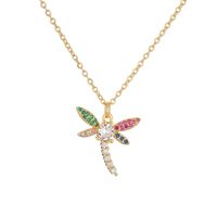 Simple Style Dragonfly Copper Plating Inlay Zircon Gold Plated Pendant Necklace sku image 2