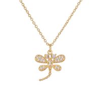 Simple Style Dragonfly Copper Plating Inlay Zircon Gold Plated Pendant Necklace sku image 1